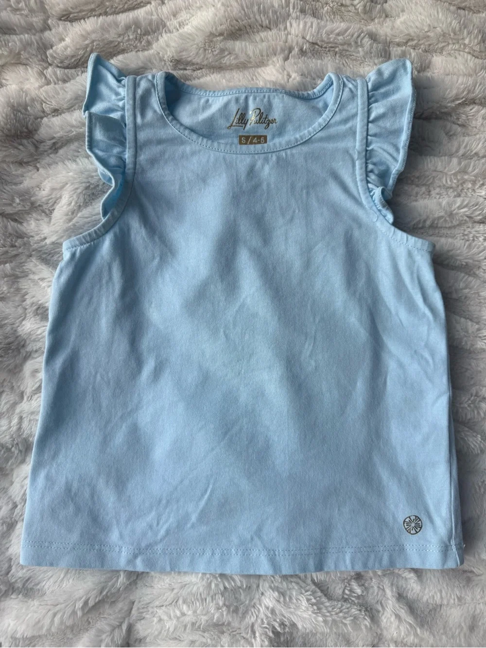 Lilly Pulitzer Girls Luxletic Skort & Ruffle Tank Set Blue Floral Size 4-5